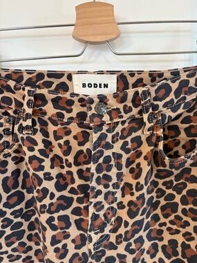 Boden Leopard-Print Jeans High Rise Wide Leg
